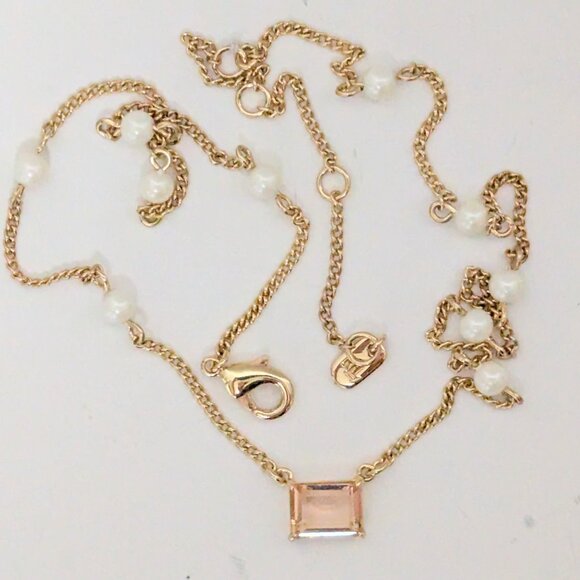 Ralph Lauren stamped Gold Tone Cain w/ fax pearls and one Morganite-like stone! - Picture 1 of 5